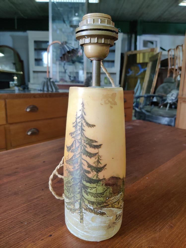 Pied de lampe en verre émaillé Jem paysage de neige